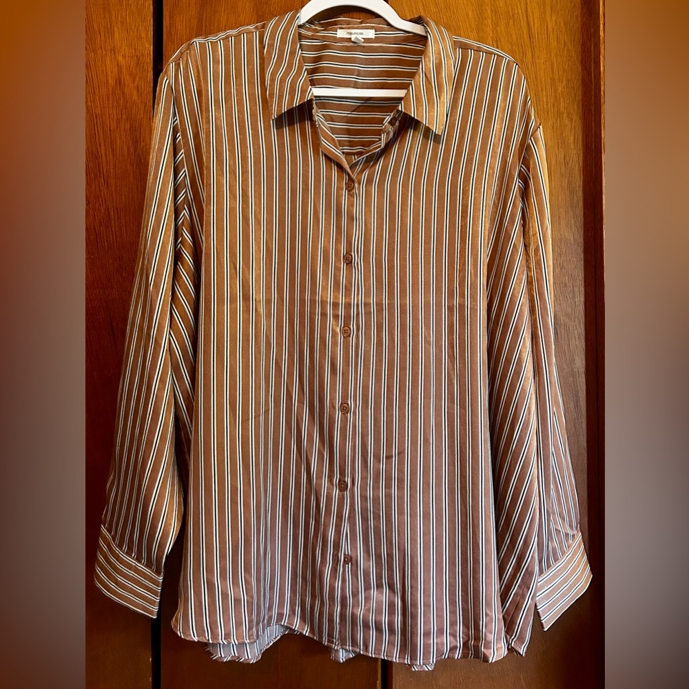 Maurices Brown and White Striped Men's Shirt